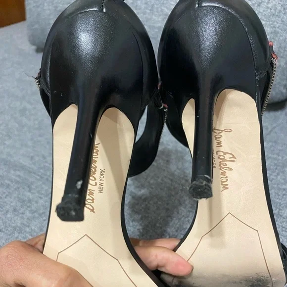 Sam Edelman’Alton’ high heels- needle heels, leather , sz 8M black/ salmon/ pink - Picture 7 of 11